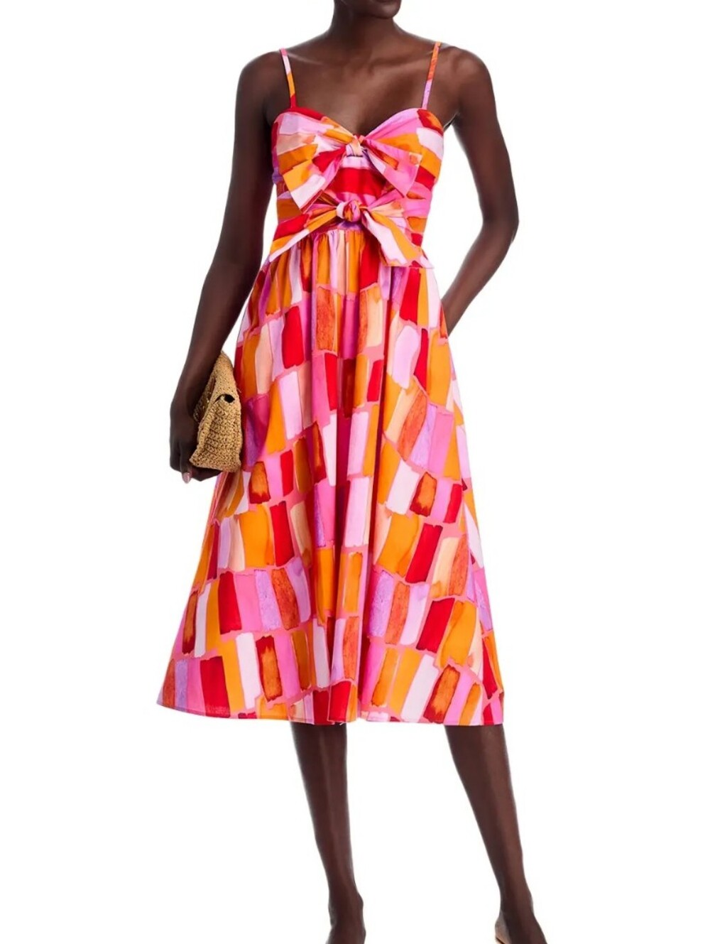 NWT Milly Natasha Sunset Tile Poplin Bow Dress